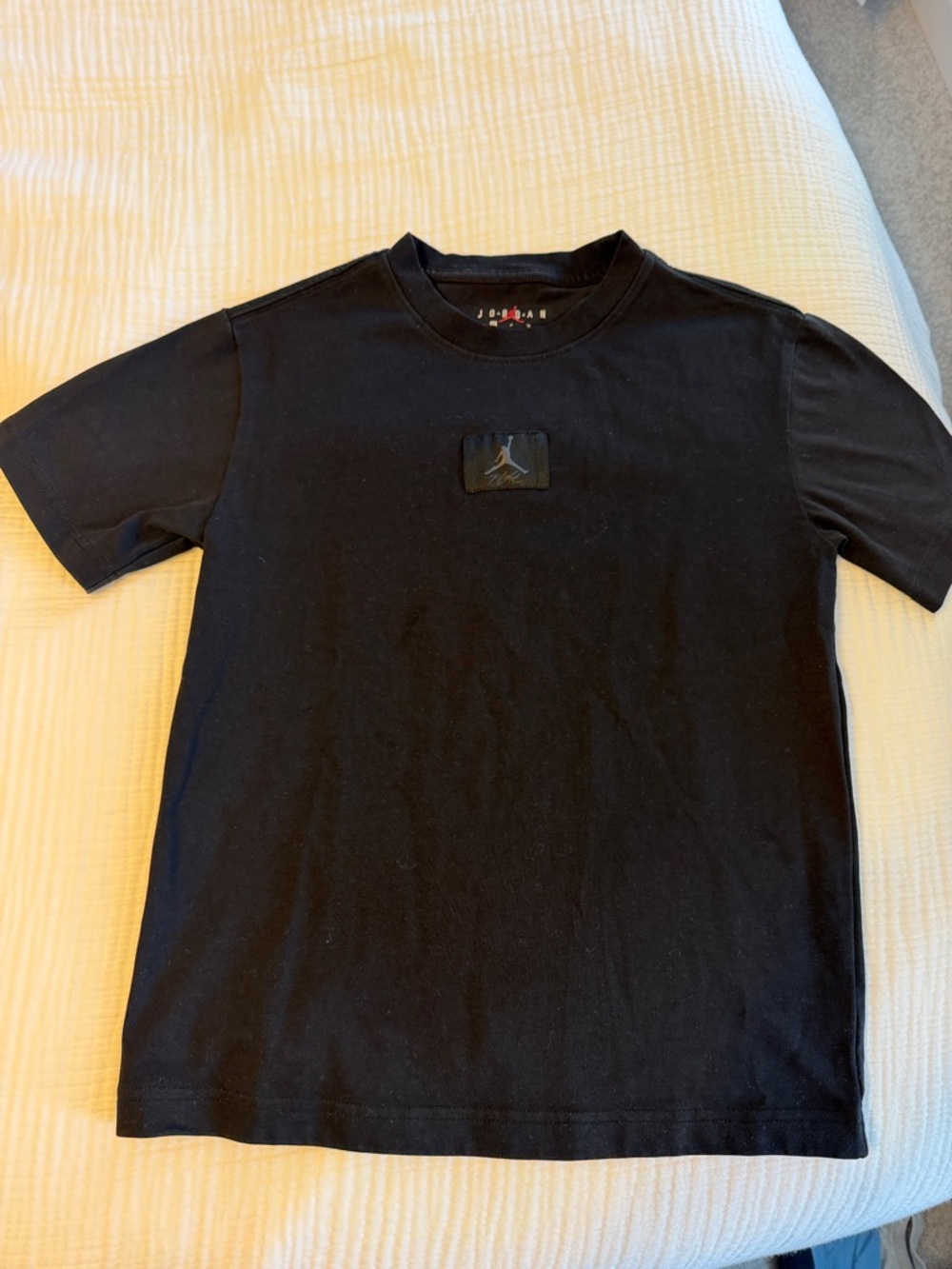 Jordan Black Crewneck T-Shirt with Subtle Jumpman Patch